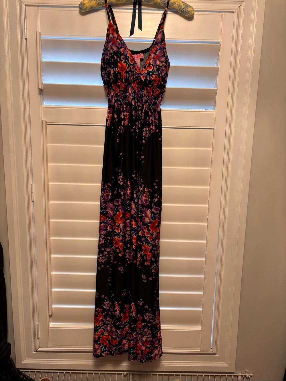 She's Cool Navy Maxi Dress with Pink and Orange Floral Print